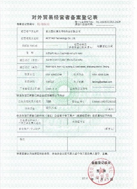 China import/export business permit